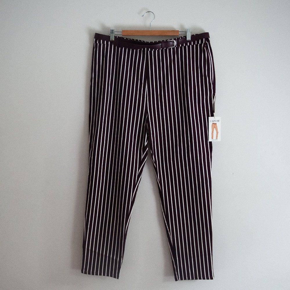 FOREVER 21 | BURGUNDY PINSTRIPE CROP PANTS